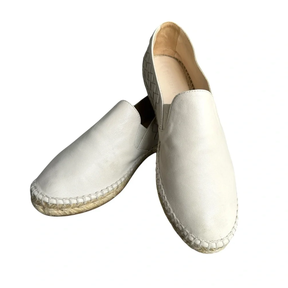 Bottega Veneta Intrecciato Woven Leather Espadrile Off White